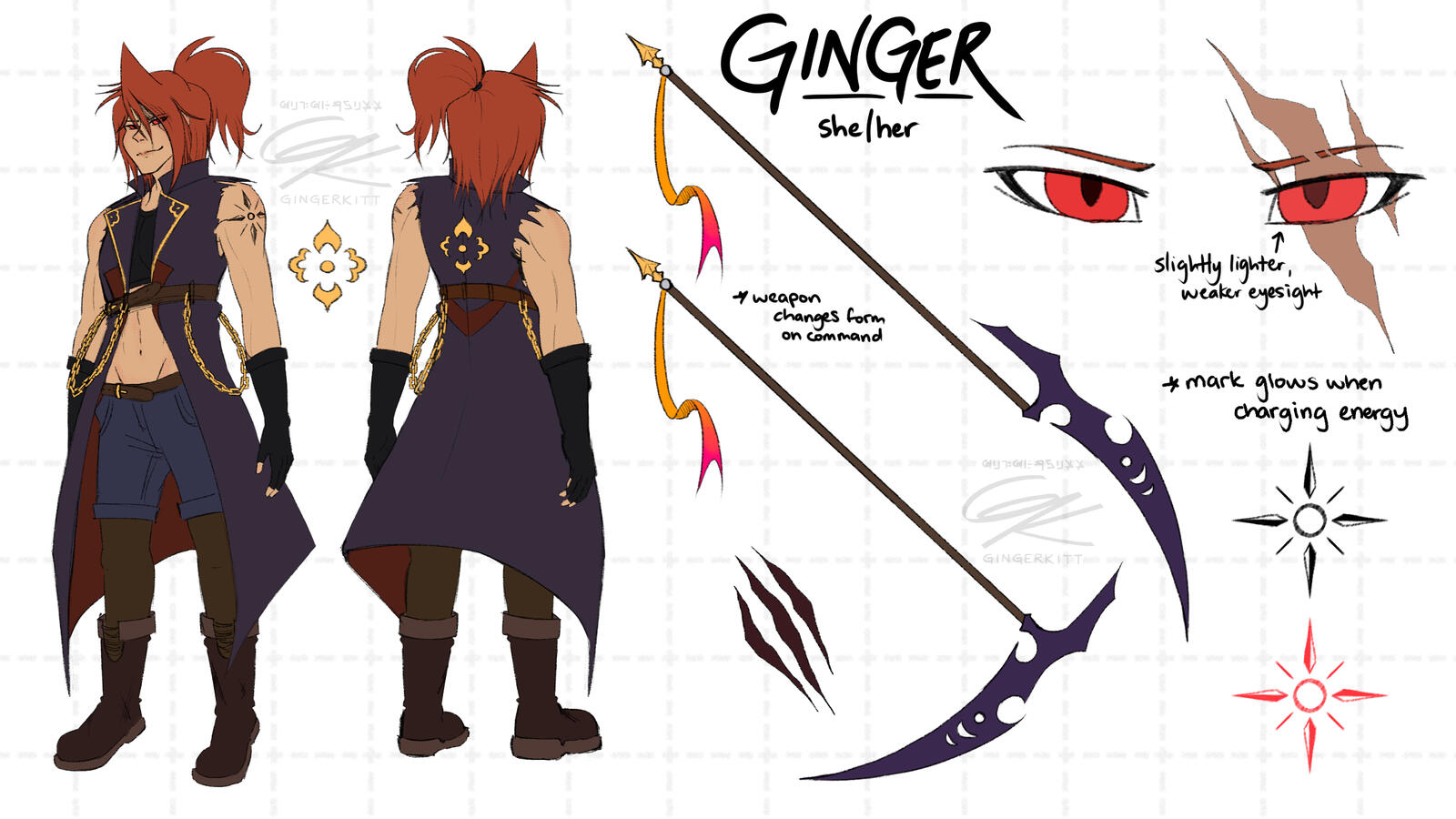 "Ginger" - Personal character design, July 2023
